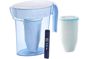 ZeroWater Combi Box 1,4 l Wasserfilter mit 2 Wasserfiltern, BPA-frei und zertifiziert zur Reduzierung der Menge an Blei und anderen Schwermetallen, einschließlich Wasserqualitätszähler