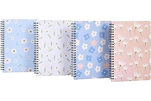 Oinvs A5 Spiral Notebooks Bound(160Pages) Waterproof Notepad Cute Exercise Lined,Hardcover,Easy to Carry,4pcs-Fresh