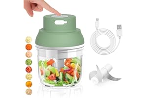 UNISOPH Zwiebel Zerkleinerer, Wiederaufladbarer Mixer Klein, 250ml Minimixer Netzteil 3,7v, Kleiner Mixer Mit 3 Scharfen Klingen, Minimixer Elektrisch Geeignet Für Gemüse, Obst, Zwiebeln, Fleisch