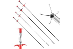 Krallengreifer，Regerly 4 Stück Greifer Flexibel Krallengreifer Set Einziehbaren Vierzackiger Griff für Abflüssen Waschbecken Badewanne Abwasserkanäle Toilette (60cm/90cm/160cm/200cm)