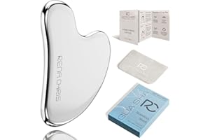 ‎RENA CHRIS Rena Chris Gua Sha narzędzia do twarzy, Gua Sha, ze stali nierdzewnej, metalowa gua sha, do rzeźbienia szczęki i zmniejszania obrzęków, narzędzie ze stali nierdzewnej Gua Sha, prezent do pielęgnacji