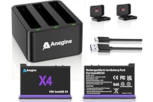 Anegine Insta 360 X4 Akku 2500mAh und 3-Kanal LED USB Ladegerät Kompatibel mit Insta360 X4 Action Kamera Zubehör mit SD Speicherkartensteckplatz (2er-Pack)