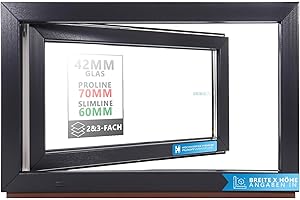 FRAMELUX Kellerfenster Kunststofffenster anthrazit, BxH: 80 x 40 cm / 800 x 400 mm Verglasung (32 mm) Dreh-Kipp inkl. Pilzkopfverriegelung, DIN Links (Griff Rechts), 60 mm Profil