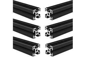 Coavoo AluProfil 3030 Alu Profil 250mm T Typ Schwarz Aluminium Profile 30x30 Europäischer Standard Eloxierte Linearschiene Extrusion 6 Stück, für DIY 3D Drucker und CNC