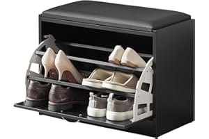 ‎SOBUY SoBuy FSR16-SCH Schuhbank mit Sitzkissen Sitzbank Schuhregal Schuhkipper mit 1 Klappe BHT ca.: 60x47x30cm