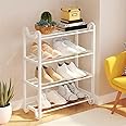 Lukzer Shoe Rack 4 Layer Multi-Purpose Open Book Storage Organizer Shelf Portable Plastic Stand Space Saving for Home, Office (Unique Feet Design/White/57.7 X 45.5 X 20Cm)