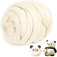 Azonee Natural Wool Roving, Wool Roving 100% Natural Wool Yarn for Spinning & Knitting Wool for Needle Felting, Wet Felting, handcrafts for Beginners (Beige, 100g)