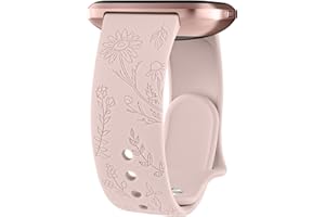 Vancle Armband für Fitbit Versa 2 Armband/Fitbit Versa/Fitbit Versa Lite/Fitbit Versa SE Damen Herren, Silikon Armbänder Floral Gravierte Uhrenarmband Sport Ersatzarmband