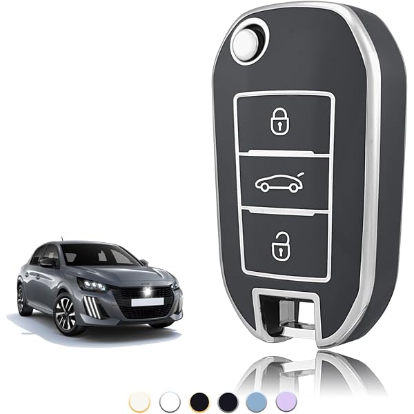 Custodia Chiave Auto TPU Tie-dye Blu Per Peugeot 208/3008/5008 E Citroen C1/C2/C3/C4/Cactus, Portachiavi Incluso