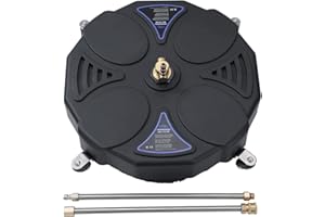 Aim Tools 18 Pulgada Accesorio Limpiador de Superficies de Lavadora a Presión 3600 PSI con 4 Ruedas Giratorias para Limpieza de Suelos, con 2 x 16 Varillas de Extensión y 2 Boquillas