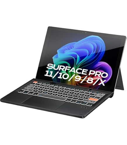 Qulose Surface Pro Tastatur für Microsoft Surface Pro 8/ Pro 9/ Pro X/Pro 11, Bluetooth Tastatur QWERTZ Layout, Type Cover mit Wiederaufladbare Batterie/Multi-Gesture Touchpad/Stifthalter