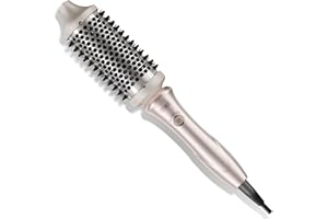 TYMO STYLUX Thermal Brush - Heated Round Curling Brush, Blowout Volumizer with Flexi-Fit Tech for Hair Styling, Curling Styler Tool, Hair Straightener and Curler 2 in 1, Dual Voltage, Gold, 1.7 Inch