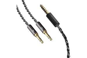 Linkidea Upgrade kabel audio kompatybilny z Hifiman Sundara, Ananda, Arya, HE400SE, HE4XX, HE-400i, Denon AH-D600 AH-D7200 6N OCC 4,4 mm do podwójnego kabla AUX 3,5 mm (4,4 mm męski)