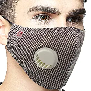 Jonty Vritra Kid'ss, Men's and Women's PM2.5 Cotton Carbon Activated Respirator Face Mouth Mask with Breathing Valve and Replaceable Filter, Bear (Blue, Brown)