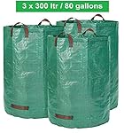 Garden bags - 300 LITER volume - 3 pieces in a set - Garden waste bag - foldable - self-contained big bag - premium quality