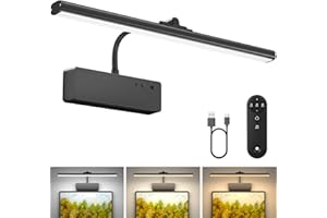Lightbiz LED Bildbeleuchtung Kabellos, Akku Wandleuchte Innen mit Fernbedienung und Aufladbar, Dimmbare & 3 Farbtemperaturen, Beleuchtung für Spiegel Schreibtisch Malen Foto (Schwarz)