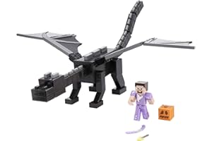 MATTEL Minecraft Ultimate Ender Dragon Figure, 20-in Mist-Breathing Creature, Plus 3.25-in Color-Change Steve Figure, Weapon, Amor and Battle Accessory, Gift for 6 Years Old and Up