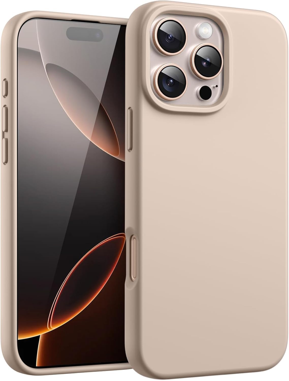 DIZORO Compatible for iPhone 16 Pro Case 6.3, Slim Liquid Silicone 3 Layers Full Covered Soft Gel Rubber Phone Case Protective Cover 6.3 Inch (Desert Titanium)