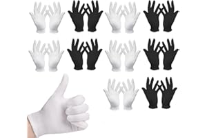 VIMMVID Set di 5 guanti in cotone bianco e 5 guanti in cotone nero
