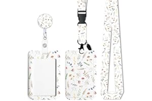 EJRUP Porta Tarjetas Identificativas, Lanyard con Tarjetero Colgante, Cordón Retráctil, Para Tarjeta de Identificación, Llaves, Teléfono Móvil, Perfecto para Oficina Enfermera Estudiante (Plantas)