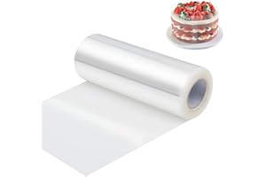 Diealles Shine Folia do krawędzi tortu wielokrotnego użytku, folia octanowa, wysokość 12 cm x 10 m, przezroczysta rolka obroży do ciasta, dekoracja tortów, czekolady, musu, pierścienie deserowe