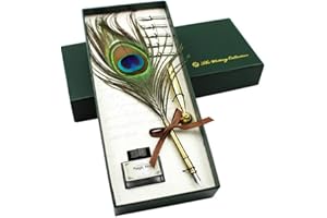 LQYLLEYL Peacock Federkiel Dip Pen Englisch Kalligraphie Feder Schreibfeder Dip Quill Pen schreiben Tinte Set mit 5 Ersatzspitzen und Pen Nib Basis Calligraphy Set für Briefpapier Geschenk