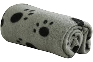 BODHI2000 ® Coperta calda per animali, copertura per materassino, in pile morbido, con stampa a motivo zampa, per gatto, gattino, cucciolo di cane