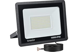 treoir LED Strahler Außen 100W, LED Fluter 10000LM Superhell LED Scheiwerfer Flutlicht, 3500K Warmweiß IP66 Wasserfest LED Aussenstrahler für Hinterhof, Auffahrt, Garage, Flur, Garten