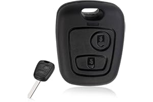 KEYQUEEN 2 Botones Carcasa de Llave del Coche Compatible con Peugeot 107 207 307 406 408 607 y con Citroen C1 C2 C3 C4 C5 Xsara Picasso Berlingo Toyota Aygo Funda de Repuesto Sin Zócalo de Pila