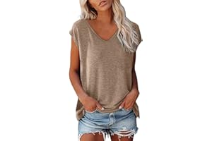 Shobdw T Shirt Damen V Ausschnitt Damen Shirt Tshirt T T-Shirt Sommer Kurzarm Top Bluse Sport Oberteil Oberteile Shirts Elegant Oversize Für Tshirts Mit Locker Baumwolle Basic Blusen T-Shirts
