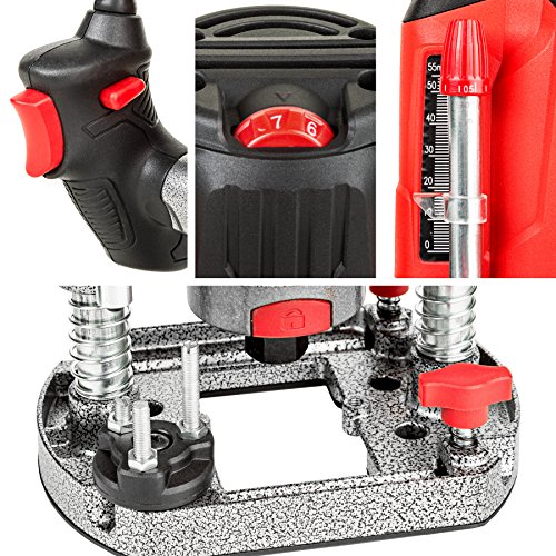 TecTake Oberfräse Holz Fräse Fräsmaschine Hand Kanten Fräser 1200 Watt inkl. 12 Fräser und Hartschalenkoffer - 5