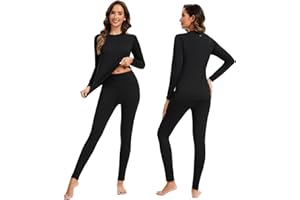 AMZSPORT Zestaw bielizny termicznej dla kobiet, kalesony polarowe, warstwa podstawowa, zimowa ciepła koszulka z długim rękawem i miękkie legginsy dla kobiet