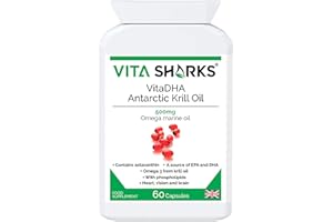 VITA SHARKS VitaDHA Antarctic Krill Oil a Potent Source of EPA, Astaxanthin & DHA for Brain Function, Heart Health, Blood, Hair, Skin, Joints, Connective Tissues & Liver | Cod Liver Oil Alternative