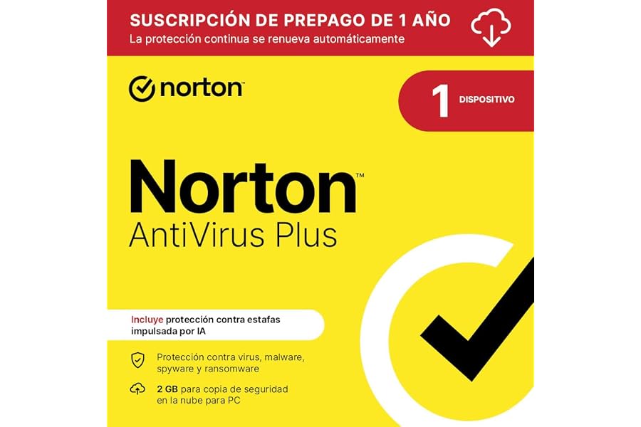 Norton Antivirus Plus 2026 |1 Dispositivo| 1 año con renovación automática| Descarga digital