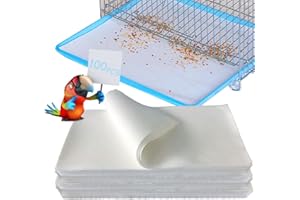 FIRDNYOHS Pack of 100 Bird Cage Liner Paper, 11 × 20 Inch Disposable Bamboo Charcoal Fibre Cage Paper Inserts, Pre-Cut Absorbent Cushion Pad Mat, Accessories for Pets, Birds, Parrots