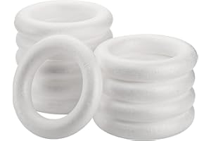 Lyellfe 10 Pieces Foam Wreath Forms, 7.7 Inch Craft Foam Circles, Round Polystyrene Rings, Craft Foam Wreath Circles for DIY, Christmas Holiday, Home Decor