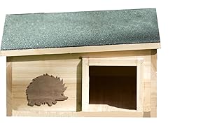 Gardenesque - Wooden Hedgehog House with Hinged Roof -Weatherproof Hedgehog Shelter - For Outdoors - Feeding Station & Home - Hibernation Nesting Shelter Box - L35xW35xH18cm