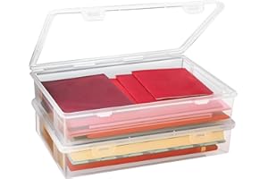 ENUTROF Przezroczyste pudełko na dokumenty A4 2 szt. Plastikowy stojak na dokumenty Prostokąt Układany z zatrzaskową pokrywką do przechowywania książek Papier do scrapbookingu czasopisma 32 x 22,5 x 5 cm