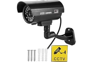 BANAPOY CCTV Camera, Black Flash LED Anti-theft Dummy Camera Fake Security Camera, Office for Supermarket Hotel