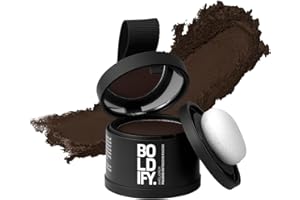 BOLDIFY Poudre de Racine de Cheveux (Marron Fonce), Poudre de Retouche de Racines, Pour Homme et Femme, pour Couverture de Cheveux Grise, 4g