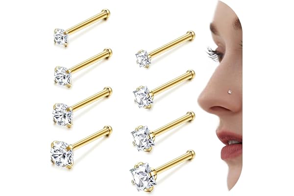 YADOCA Hypoallergeniska näsdubbar 18 g 20 g kirurgiskt rostfritt stål näsringar dubbar kubisk zirkonia näsa piercing smycken för kvinnor män 1,5 mm 2 mm 2,5 mm 3 mm
