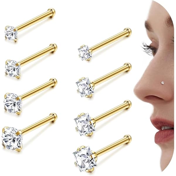 60 stuks piercing neus, neuspiercing, kristallen strass, botten