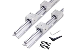 GooEquip Guide linéaire SBR20 300 mm, Rail Linéaire Avec 2 Arbres de Rail de 300 mm et 4 Blocs SBR20UU pour Machines Automatisées Routeurs CNC Tours, Kit de Rails de Guidage SBR20