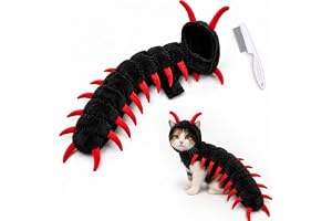 Centipede Cat Costume, 3D halloweenhusdjursdräkt med antenn och ben (röd) | Centipede cat kostym, 3D-segmenterad kropp, rakad antennae, flera ben, Halloween-foton, fester och husdjursevenemang