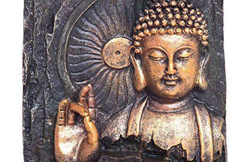 Buddha Hand Gestures Indoor Fountain By ZENINFLUX- Polyresin Water Fountain With Lighting System- Electric Pump- Easy Installation- Relaxing & Calming- Soothing & Ambient Effect- Size:L21xW17xH25cm
