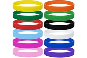 GOGO 12 Pulseras de Gomas Elasticas Colores Kit Pulseras Gomas Expositor Pulseras Silicona para Fiestas Cumpleaños Graduación Identificativas 17,5 x 1 cm