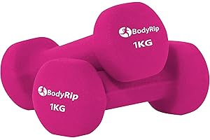BodyRip Neoprene Dumbbell - Dumbbell Pair with Anti-Slip Grip, Hexagonal Dumbbells Set Weights - Home Gym Equipment for Men, Ladies Kids Arm Hand Weights - Gym & Fitness Training Equipment -1 to 5 KG
