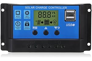VOKMON Regolatore di Carica Solare 30 A 12 V/24 V, Regolatore di Carica Pannello Solare, Regolatore Solare Intelligente Con Display Lcd, Porta USB Per Batterie Al Piombo Acido
