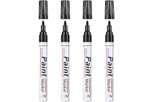 ANYUKE Permanent Paint marker Pens Black,4 Waterproof Marker Pens, 2-3mm Permanent Oil-Based Paint Pens, Glass Paint Pen for Rocks Painting, Metal, Stone, Plastic, Leather, Cardboard, Glass