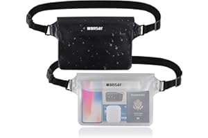 WONSAR 2 Pezzi borsa impermeabile mare accessori, Custodia Impermeabile, marsupio impermeabile con Cinturino Regolabile per Spiaggia Nuoto, Canottaggio, Pesca, Escursioni, Vela